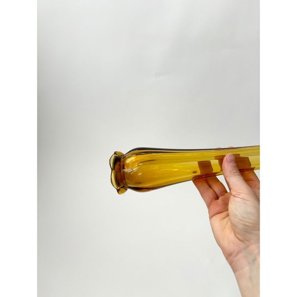 LE Smith MCM Vintage Amber Glass Swung vase - Picture 7 of 10